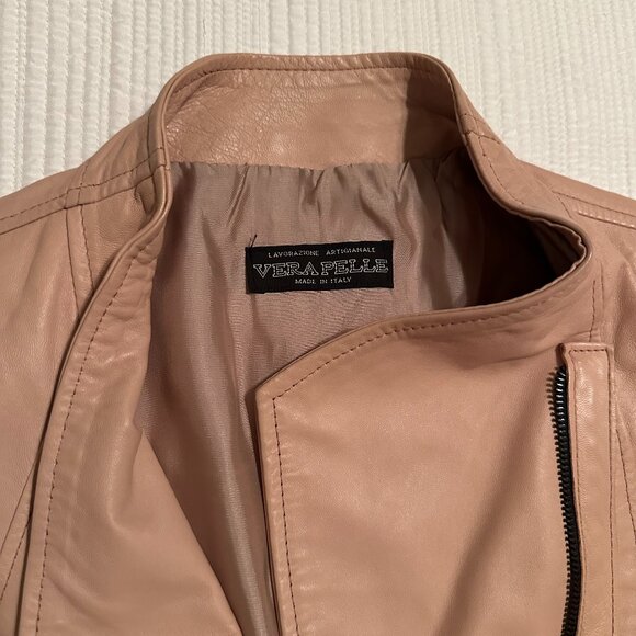 Lavorazione Artigianale Vera pelle (Made in Italy) Blush Pink Leather Jacket - Picture 3 of 7